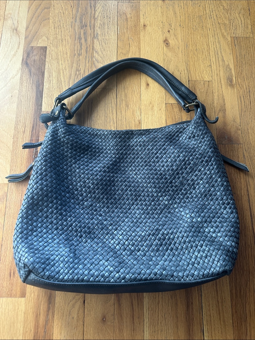 Garnet Hill Woven Shoulder Bag - Black